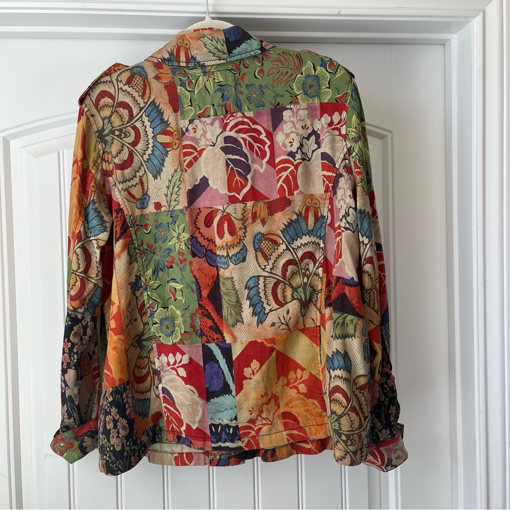 Desigual Patchwork Jacket Size Large Boho Floral … - image 5